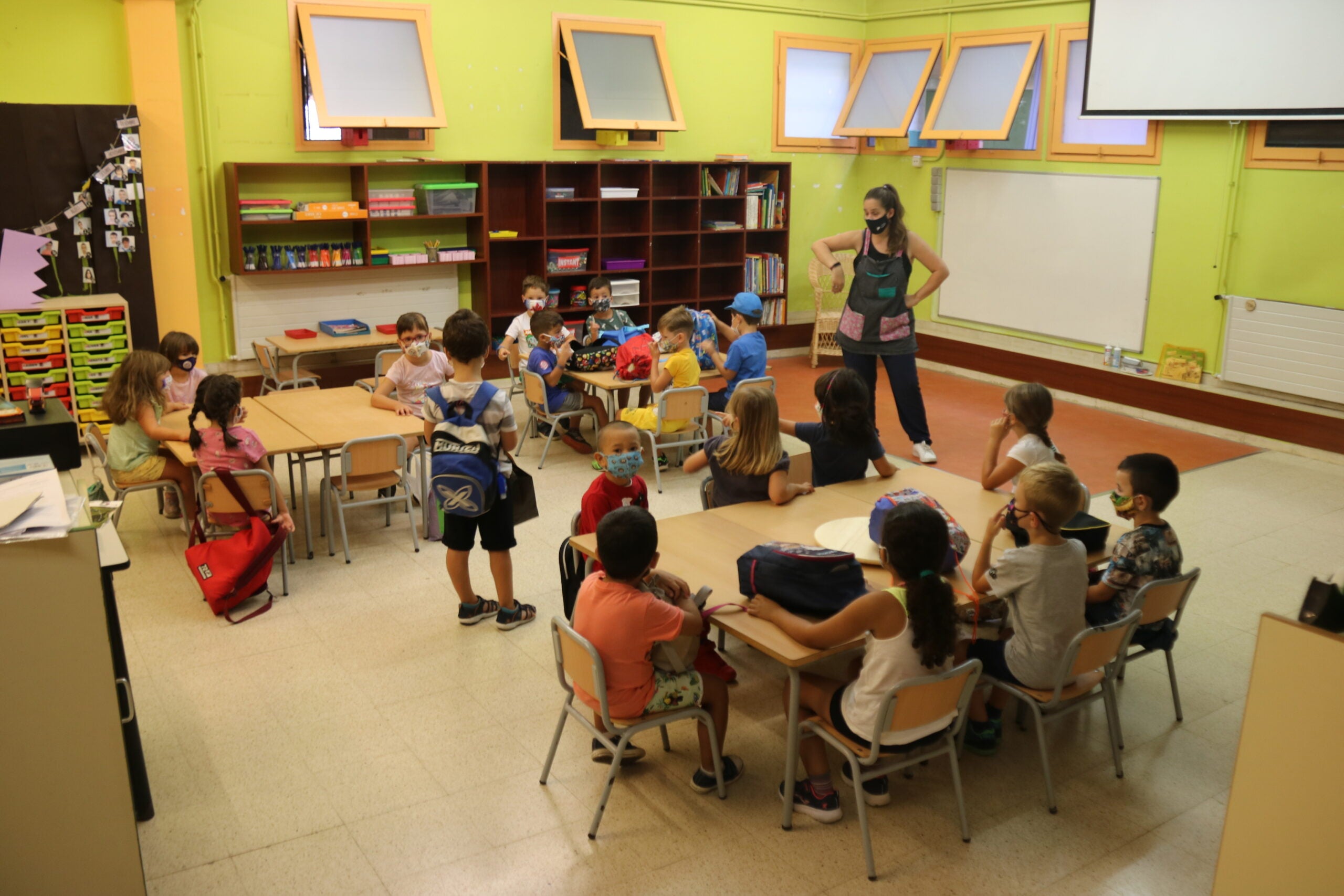 Una classe d'infantil de l'Escola Catalònia de Barcelona amb mesures Covid-19 / ACN