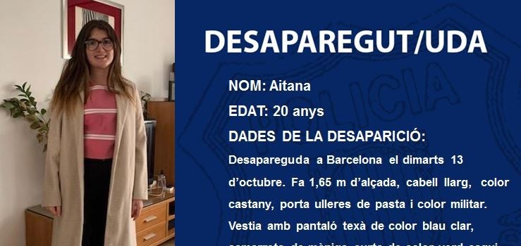 Els Mossos busquen una noia desapareguda fa dos dies a Barcelona / CME