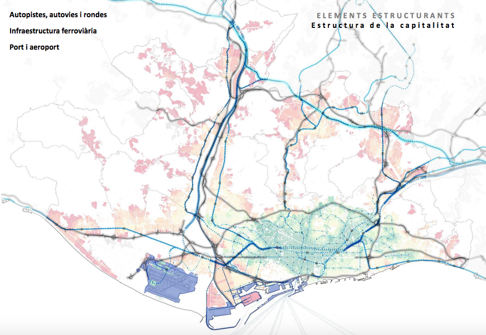 Corredors viaris i ferroviaris previstos a l'àrea metropolitana / Avanç del PDU