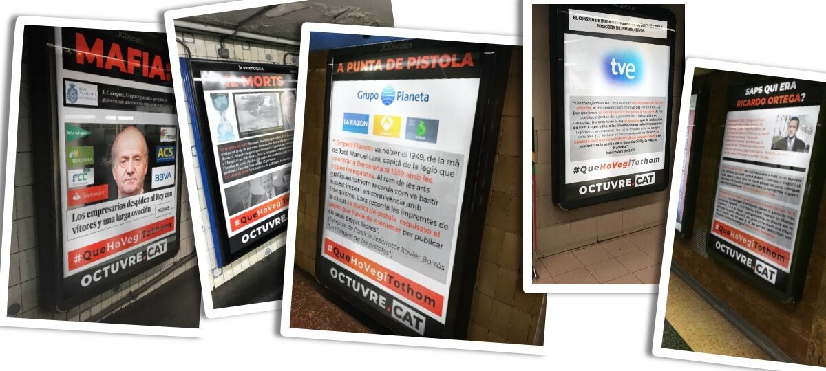 Cartells penjats al metro per Octuvre.cat / Twitter