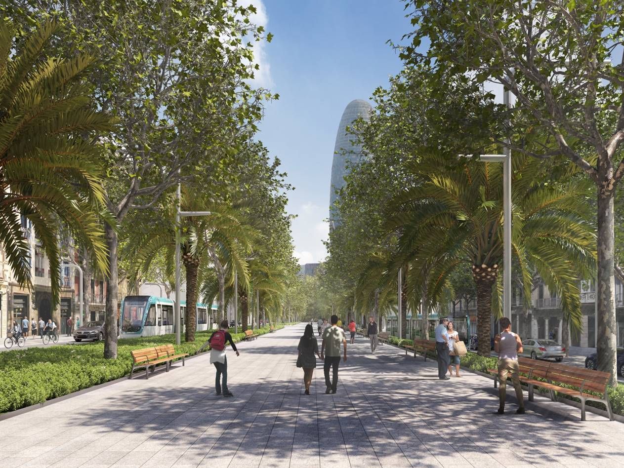 Recreació virtual de la urbanització del tramvia entre Glòries i Marina / Ajuntament de Barcelona