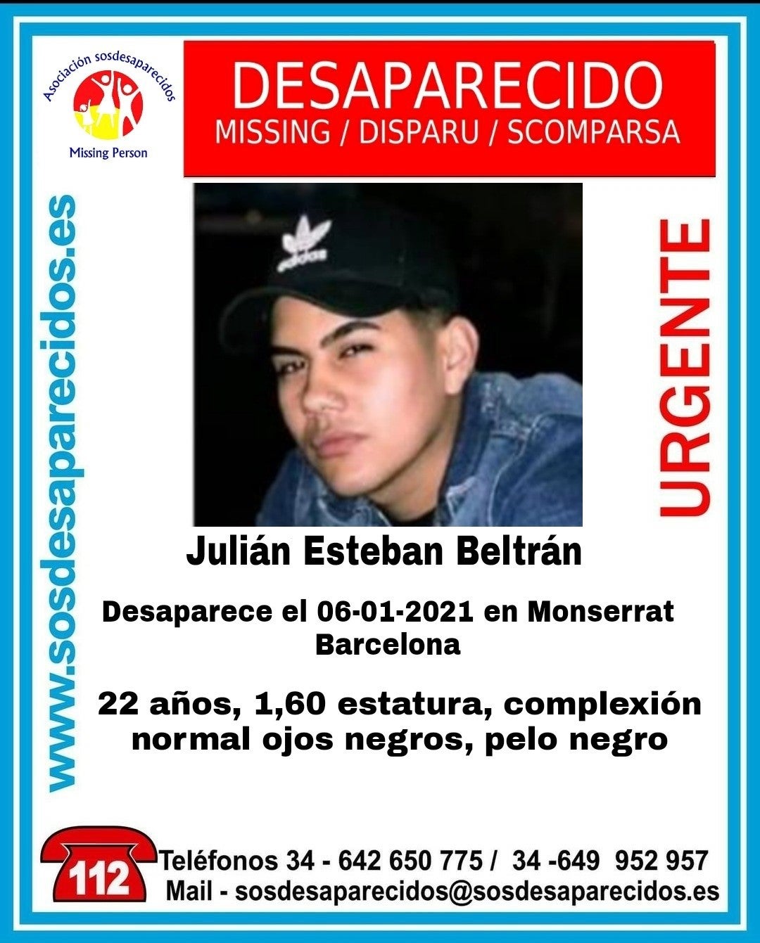 Jove colombià desaparegut a Barcelona / EP - SOS Desaparecidos