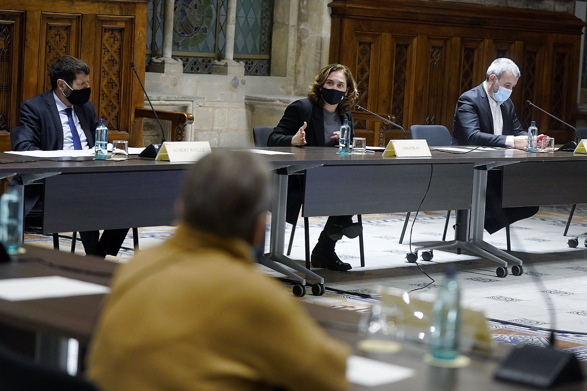 Colau i Collboni, reunits amb comerciants / Twitter