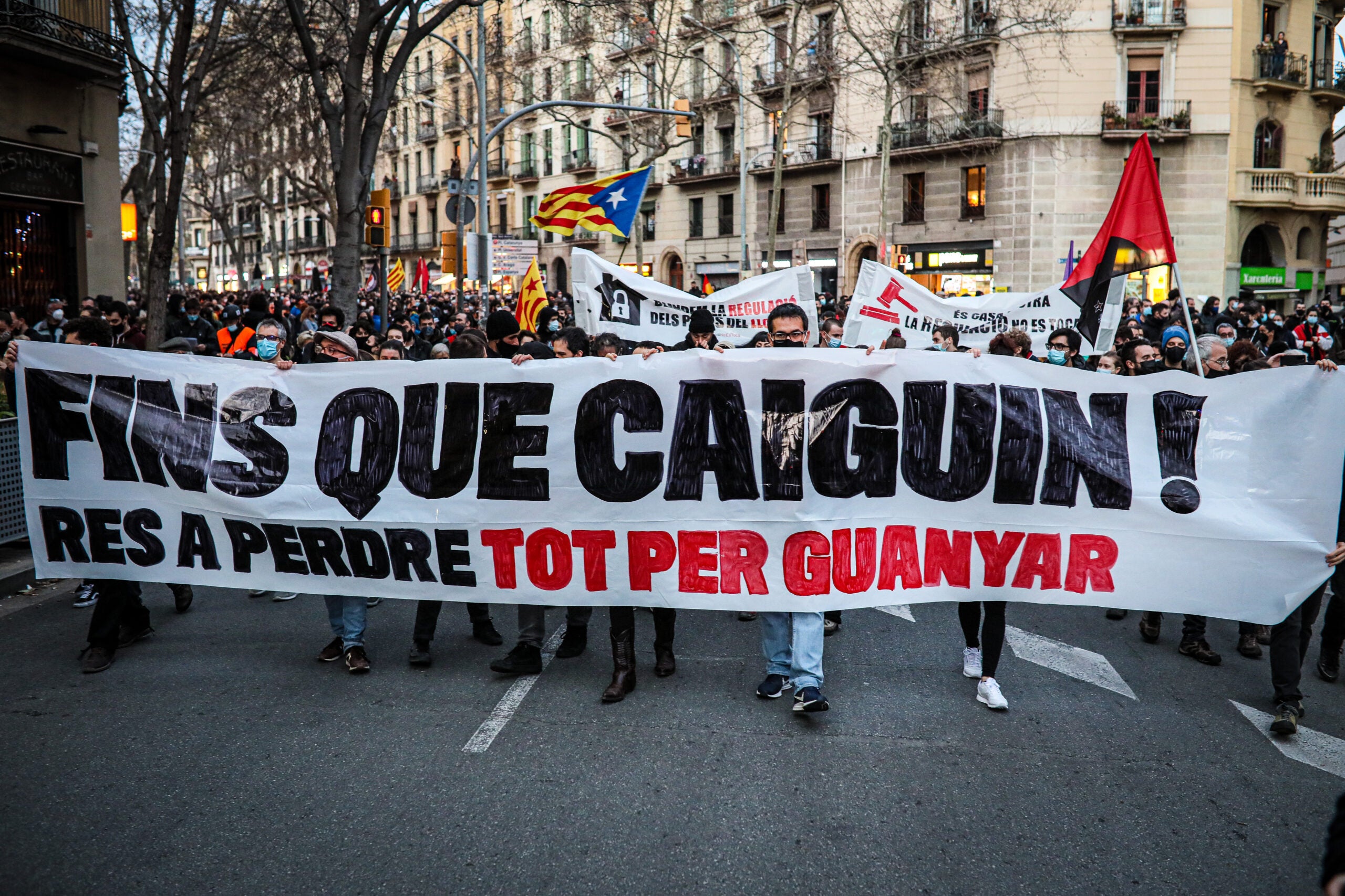 La capçalera de la manifestació amb el lema 