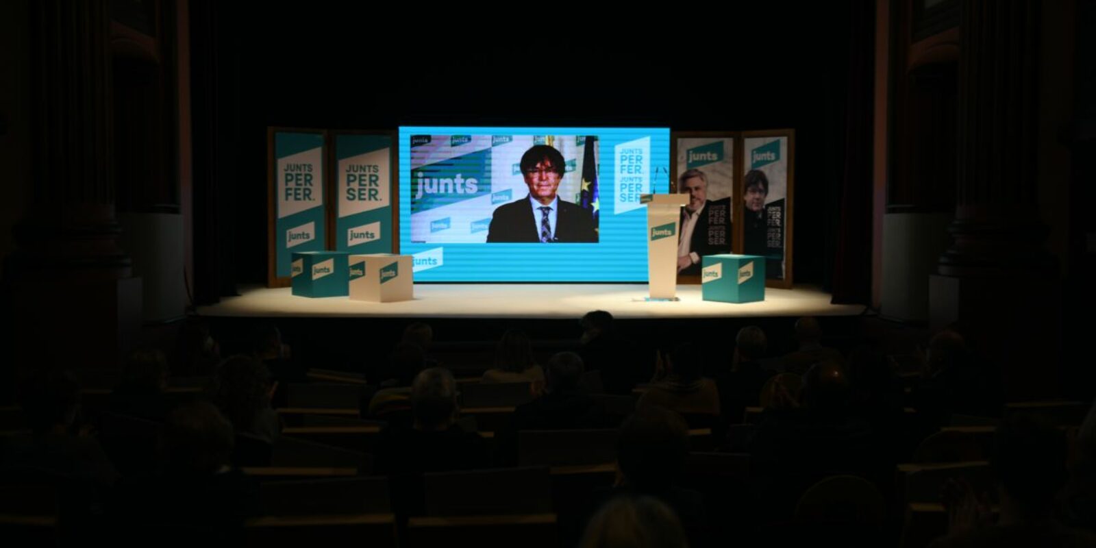 El president a l'exili, Carles Puigdemont, durant un acte de JxCat / ACN