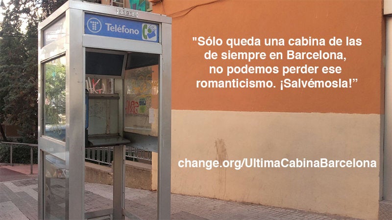 Imatge de la campanya a change-org per salvar l'última cabina de Barcelona / Change-org