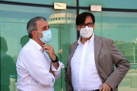 Jaume Collboni i Salvador Illa, al Prat / Miquel Codolar / ACN