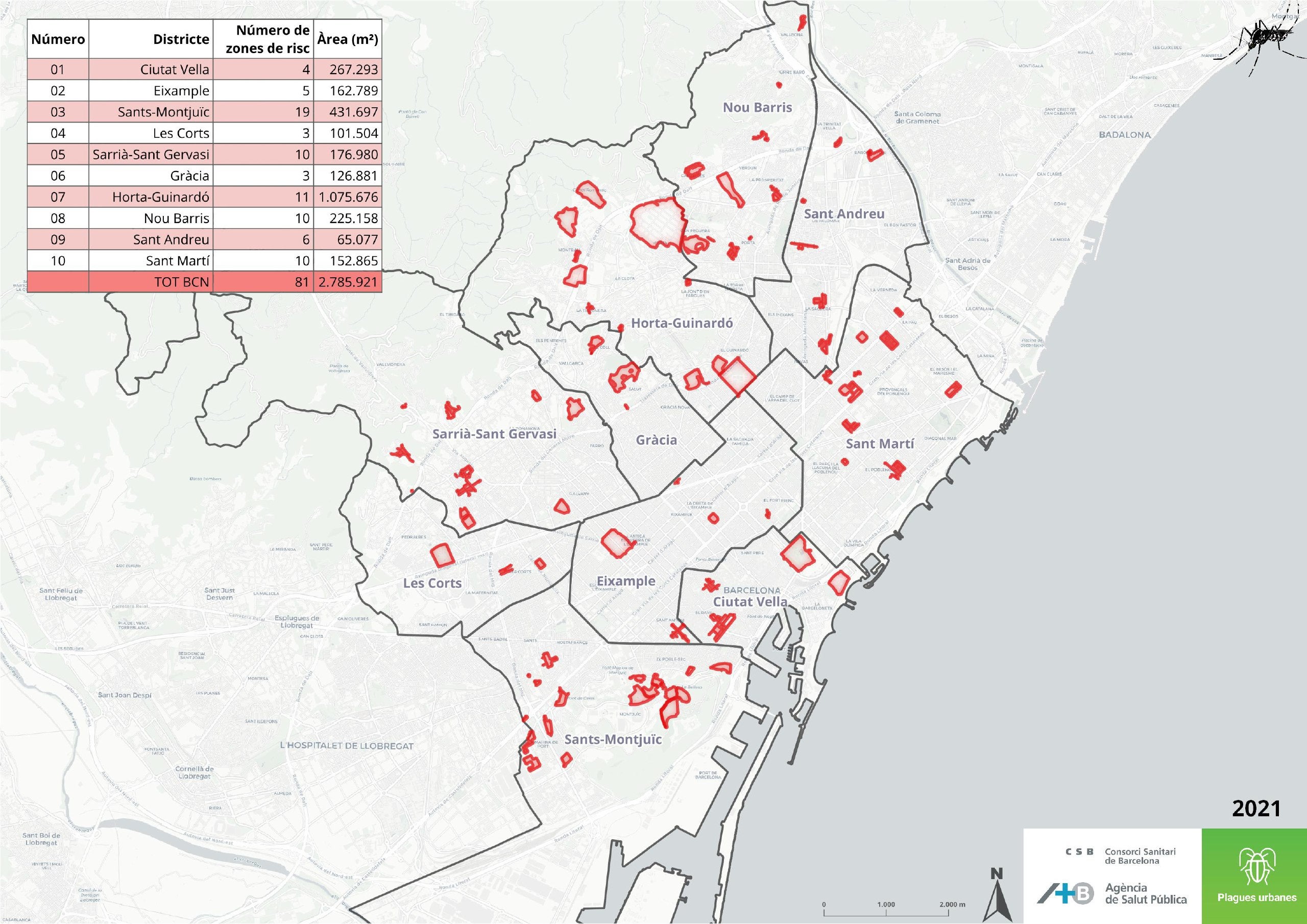 Mapa de zones de risc per presència de mosquits / ASPB