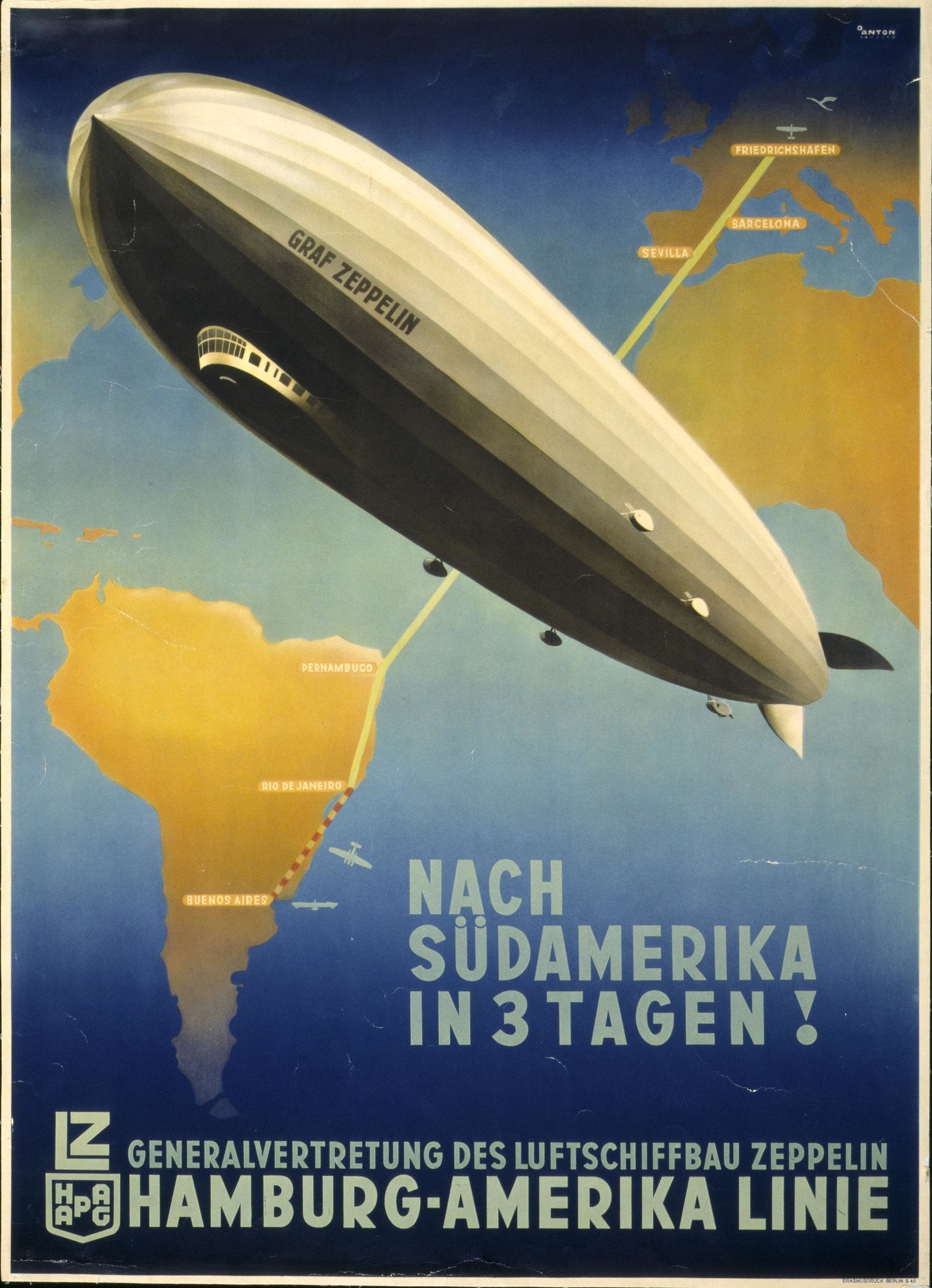 Anunci de la ruta del Graf Zeppelin d'Alemanya a Brasil, amb escala a Barcelona / Fings / Flickr