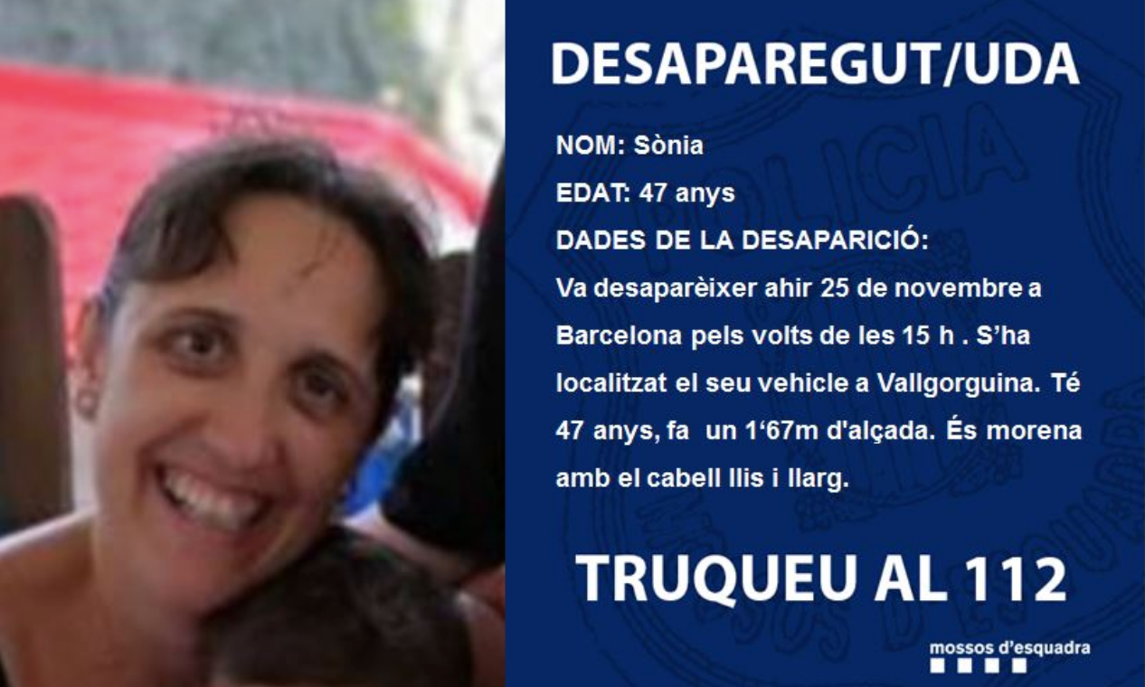 L'avís que els Mossos d'Esquadra han difós per localitzar la Sònia / CME
