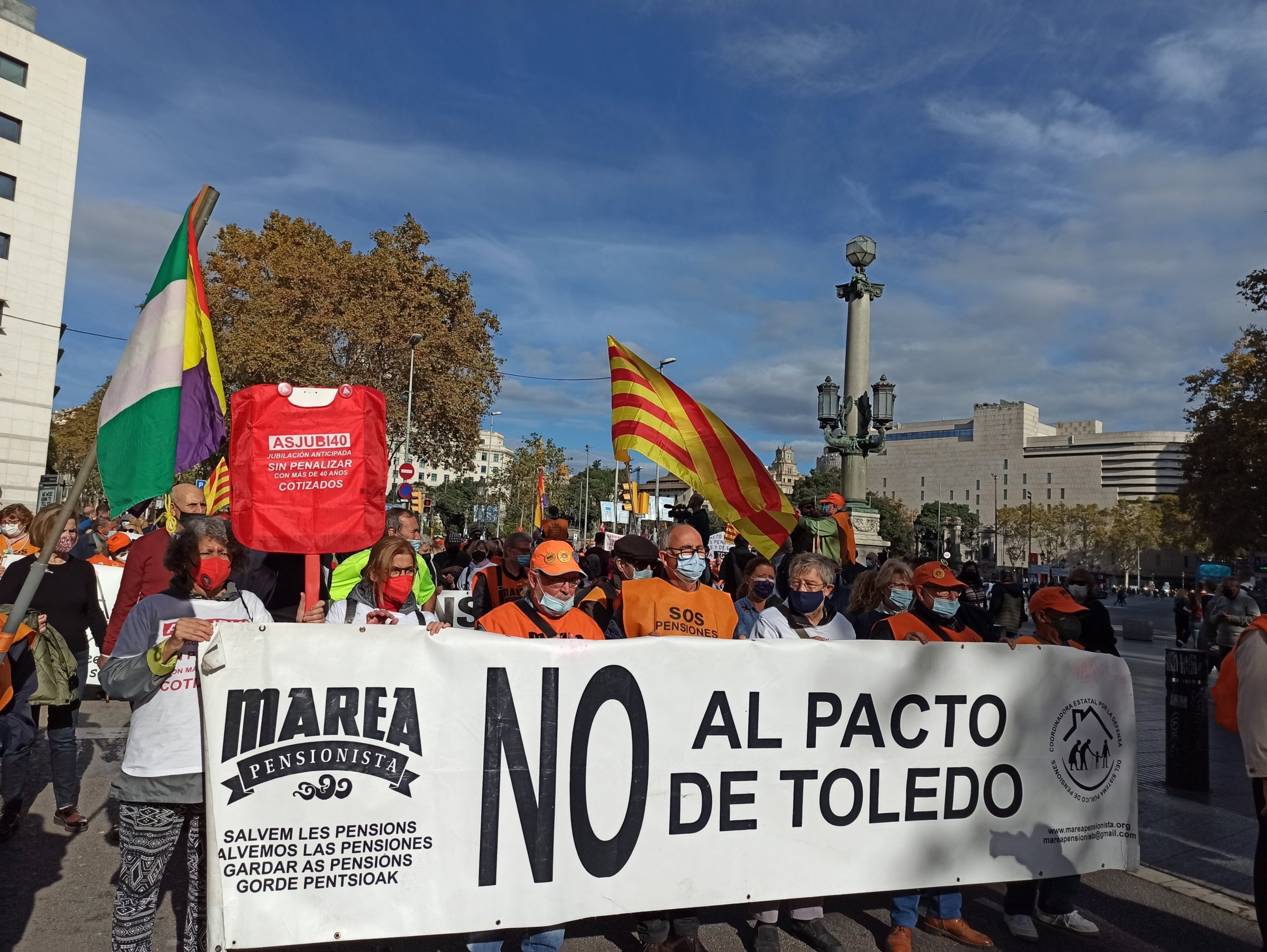 Protesta aquest dissabte a Barcelona contra la reforma de les pensions / Twitter (@PodemCornella)