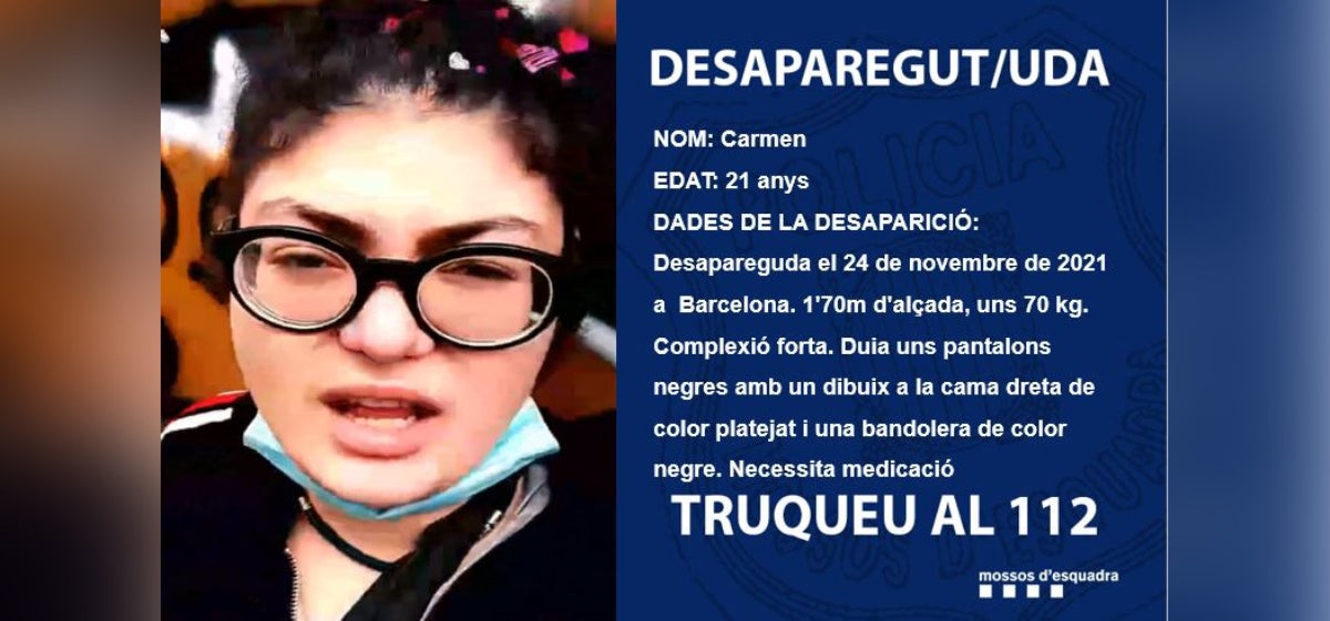 Els Mossos han fet una crida per localitzar la Carmen / CME