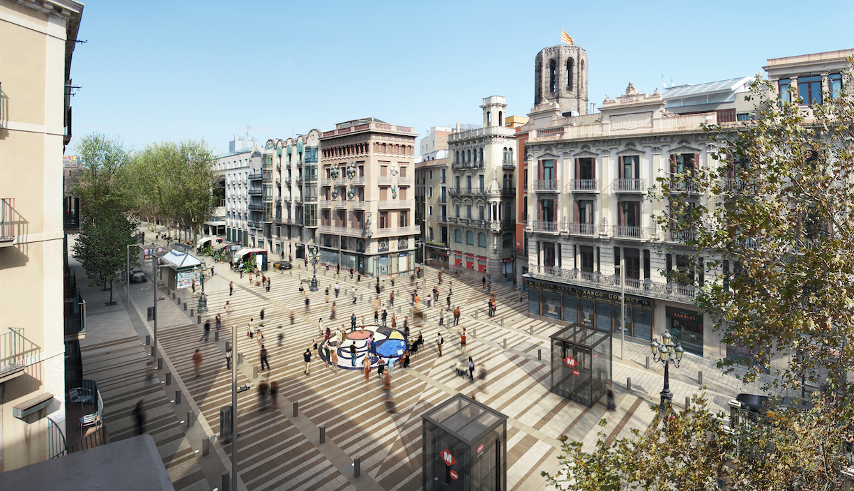 Recreació virtual de la reforma de la Rambla a l'alçada del Pla de l'Os / Ajuntament de Barcelona