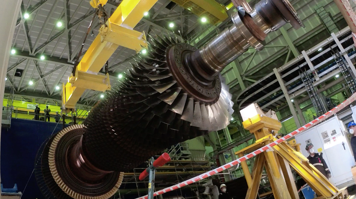 El rotor d'una turbina de gas de la central tèrmica de cicle combinat a Sant Adrià de Besòs / Endesa