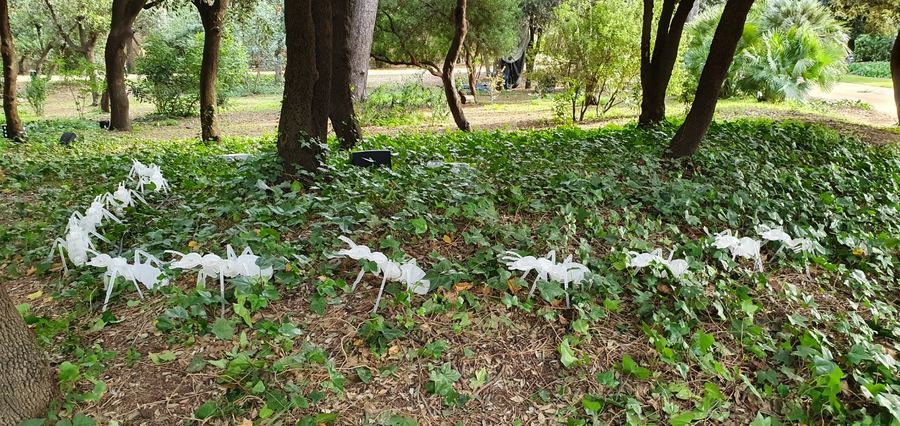 Instal·lació de l'espectacle 'Natura encesa' als Jardins de Pedralbes / Cedida