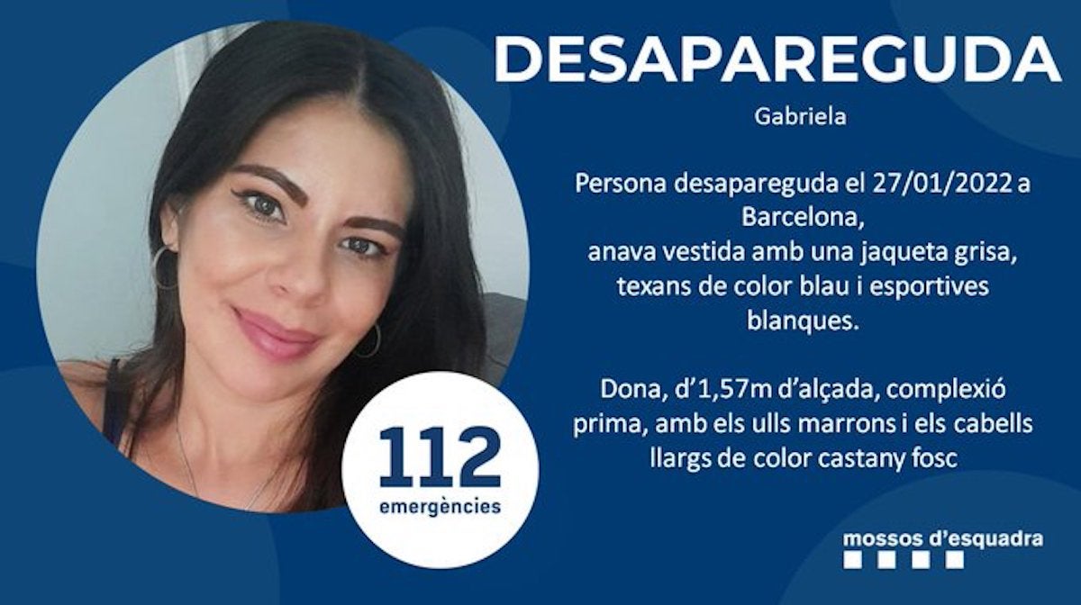 La Gabriela va desaparèixer el 27 de gener a Barcelona / Mossos d'Esquadra