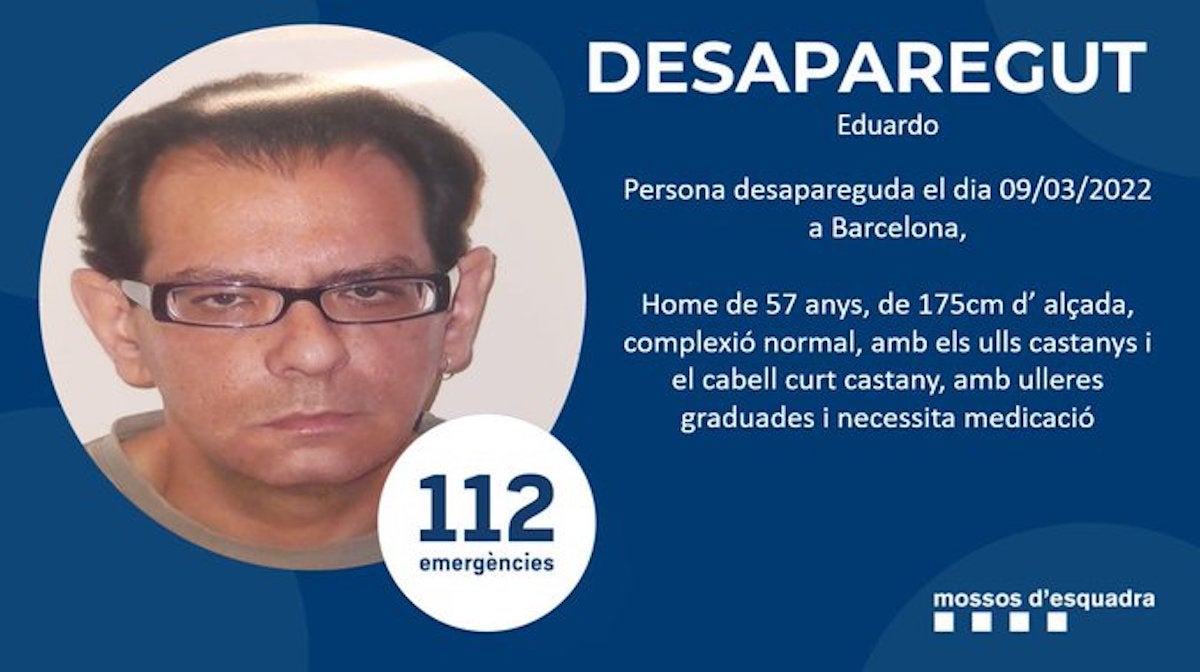 L'Eduardo, desaparegut a Barcelona / Mossos d'Esquadra