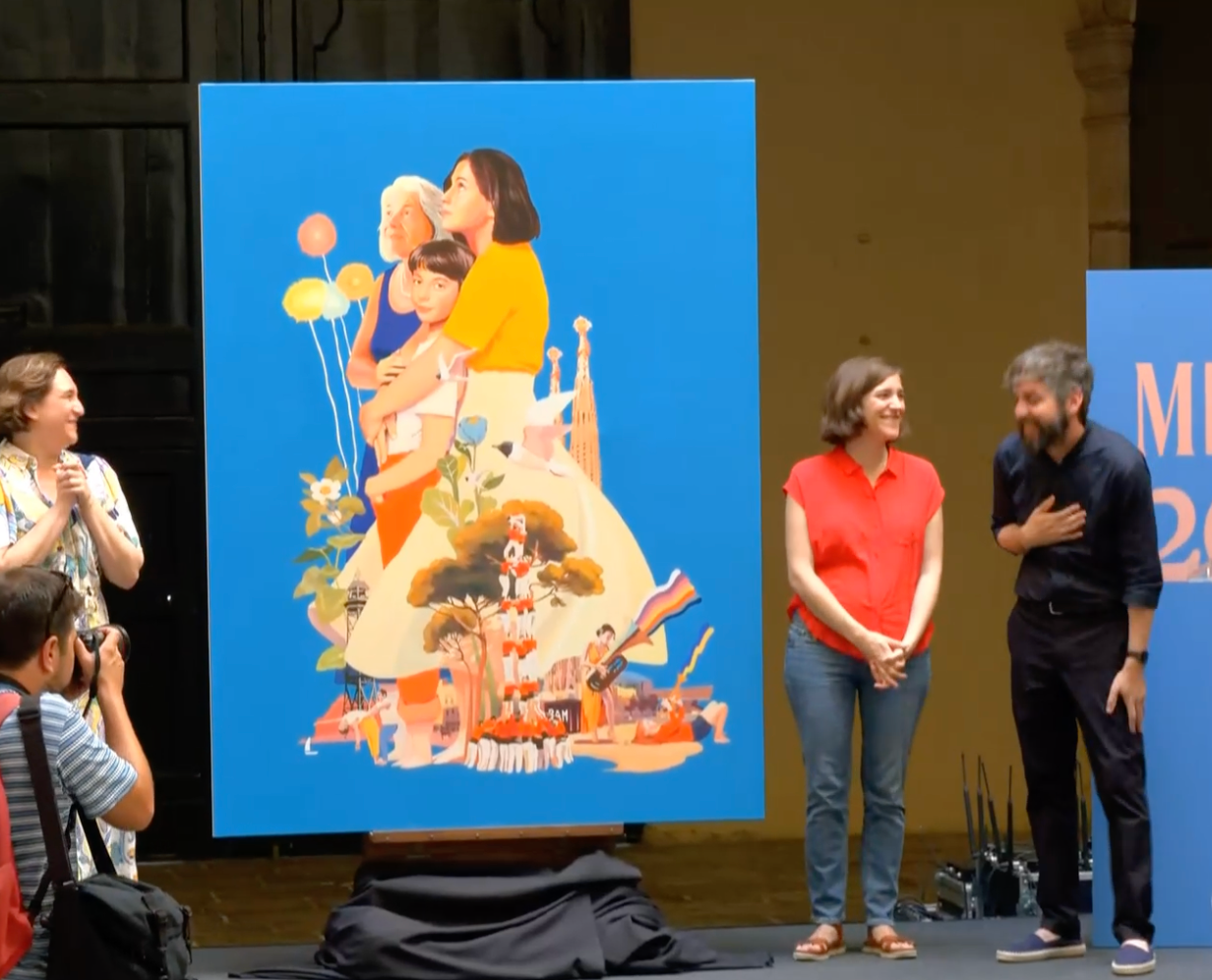 Ada Colau, Carla Simon i David de les Heras a la presentació de la Mercè 2022 / Foto: betevé