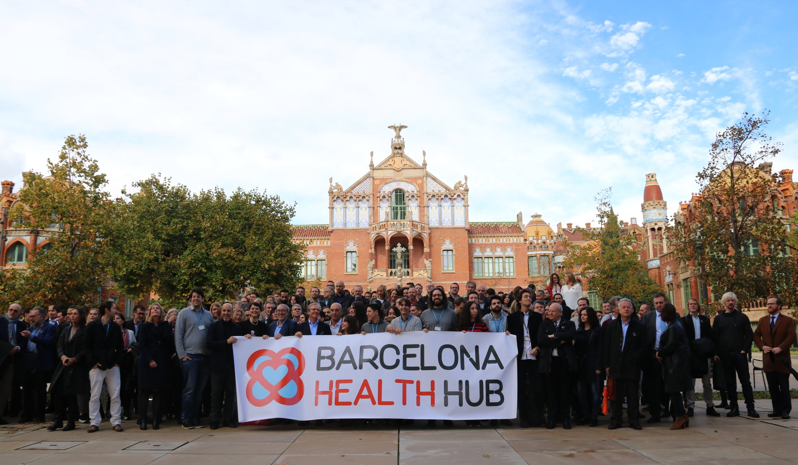 Membres del Barcelona Health Hub en la presentació del centre tecnològic al recinte modernista de Sant Pau / ACN