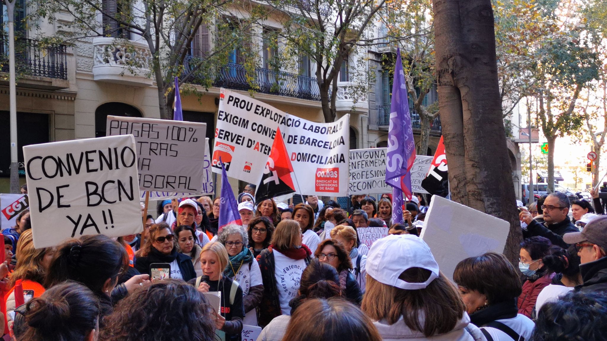 Imatge de la manifestació de les treballadores del SAD / co.bas