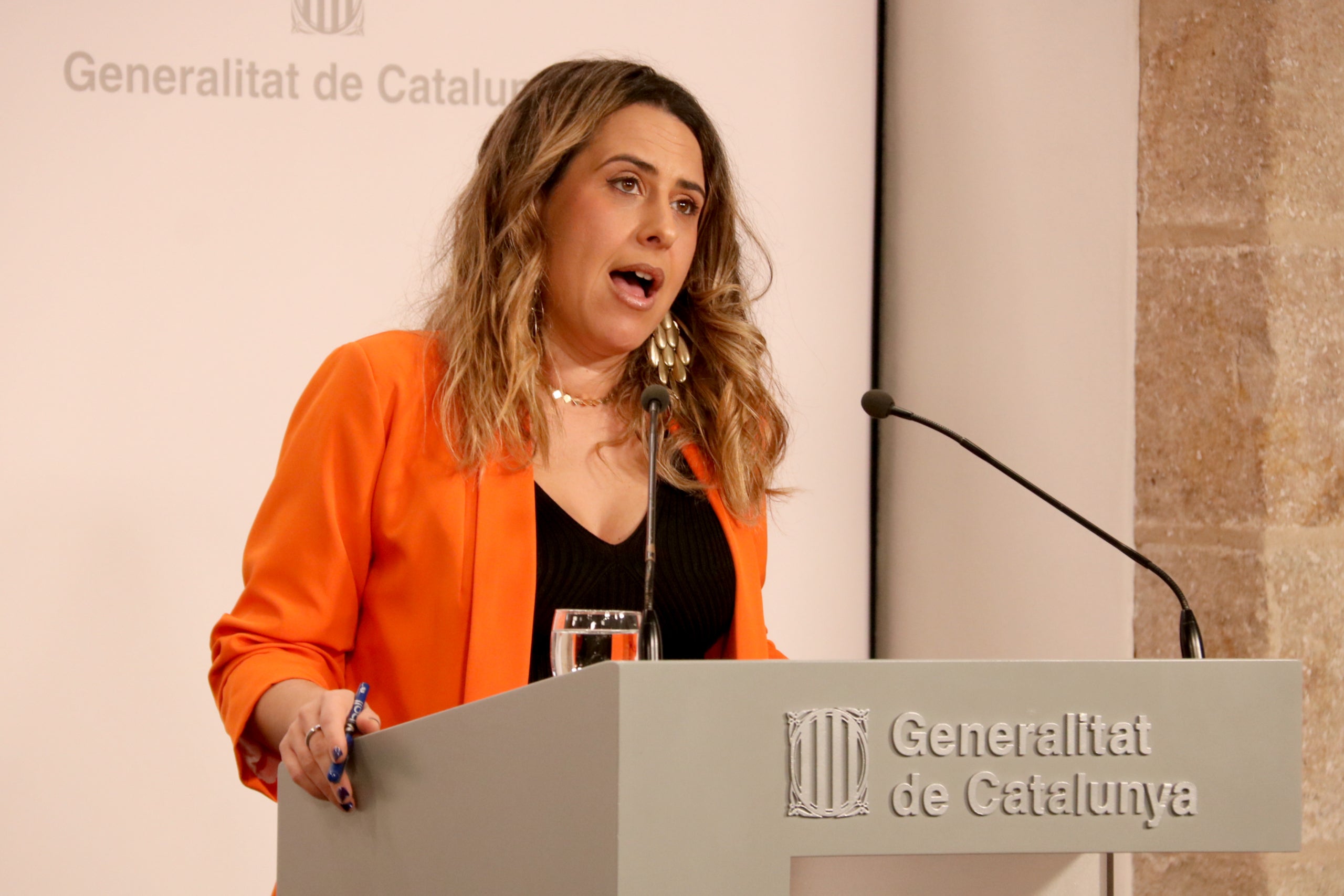 Patrícia Plaja, durant la compareixença després del Consell Executiu | Bernat Vilaró, ACN