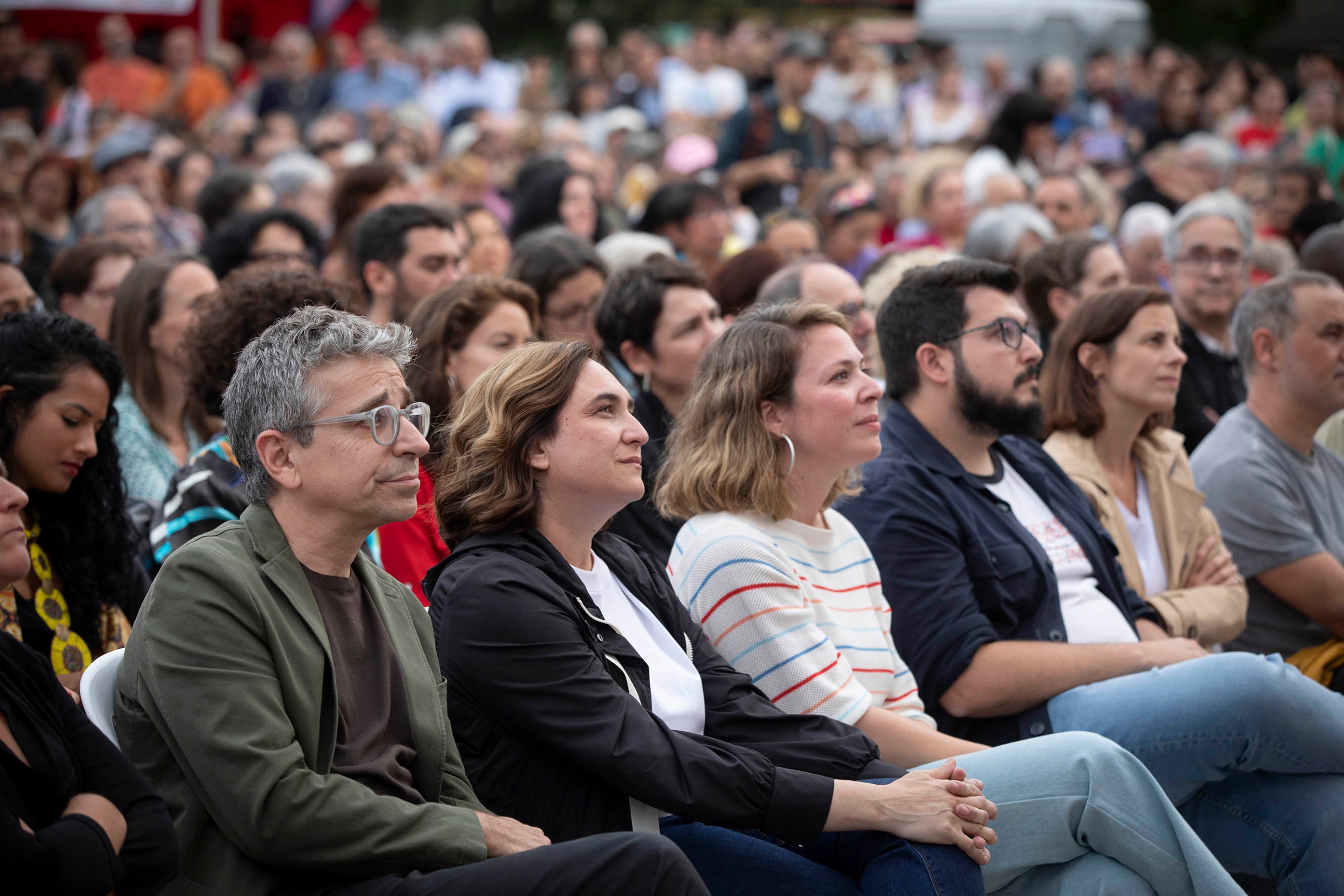 Els líders de BComú, Ada Colau, Jordi Marti i Janet Sanz / Jordi Play