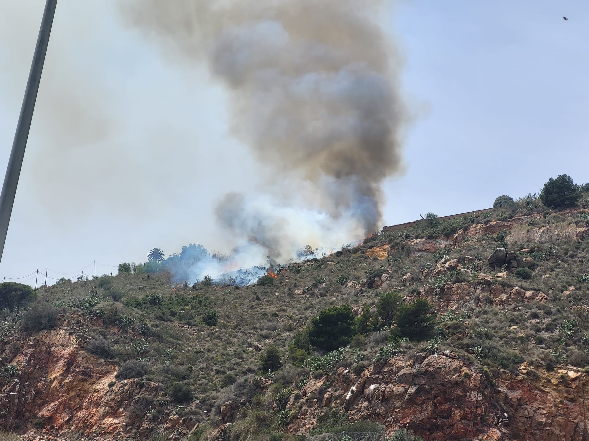 L'incendi de Montjuïc vist des de la zona del Port de Barcelona / Twitter (@Nuri21814390)