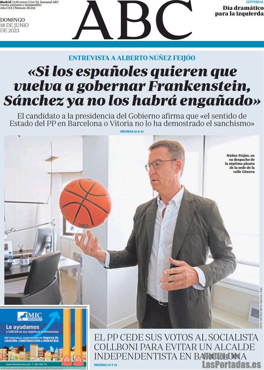 El protagonista de la foto de portada de l'ABC: Alberto Núñez Feijóo