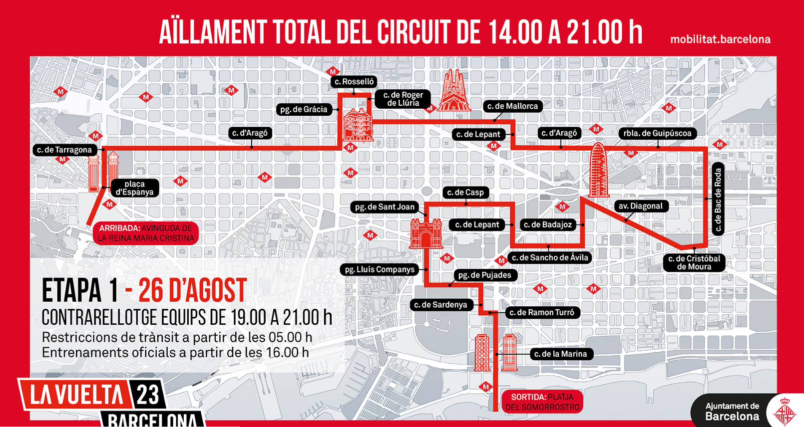 Mapa dels carrers per on passarà La Vuelta aquest dissabte / Ajuntament
