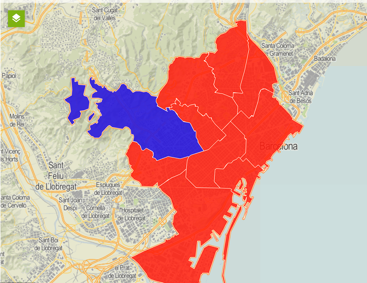 Mapa de resultats per districtes