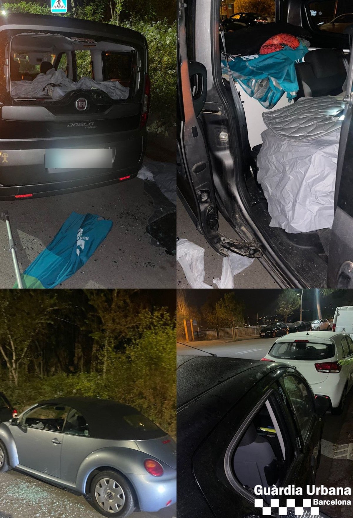 Alguns dels cotxes forçats pel detingut / Guàrdia Urbana