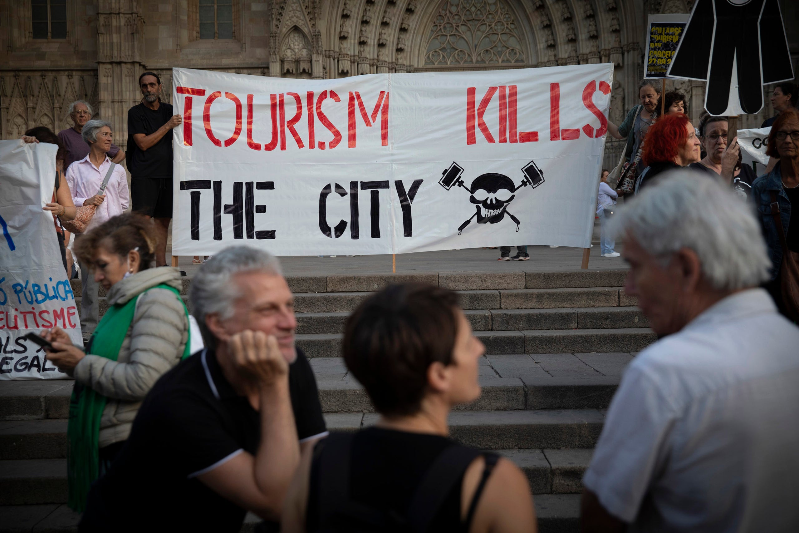 Manifestación contra la masificación turística el Día Internacional del Turismo. gentrificación