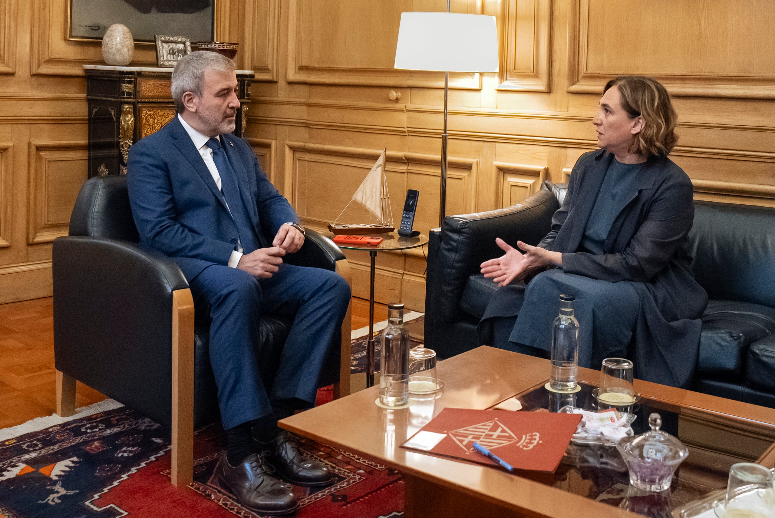 Collboni i Colau, en una trobada a l'Ajuntament, el mandat passat | Ajuntament 