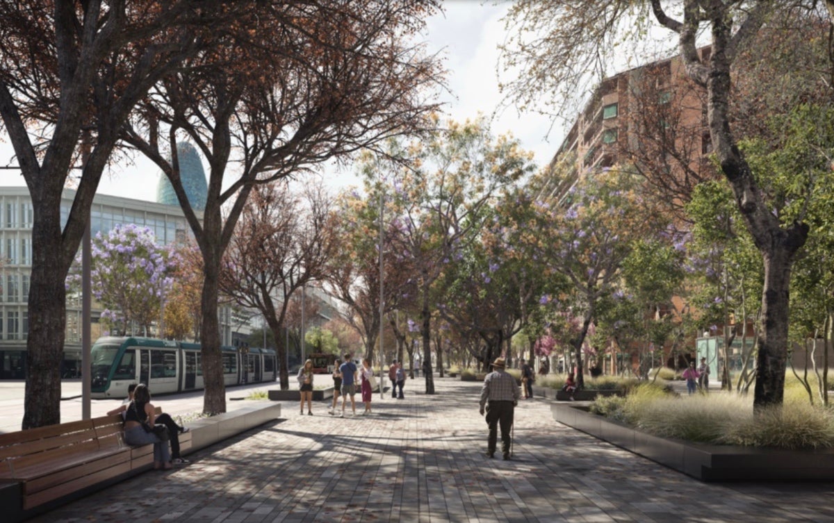 Recreación de cómo quedará la reurbanización de la parte central de la plaza de las Glorias AYUNTAMIENTO