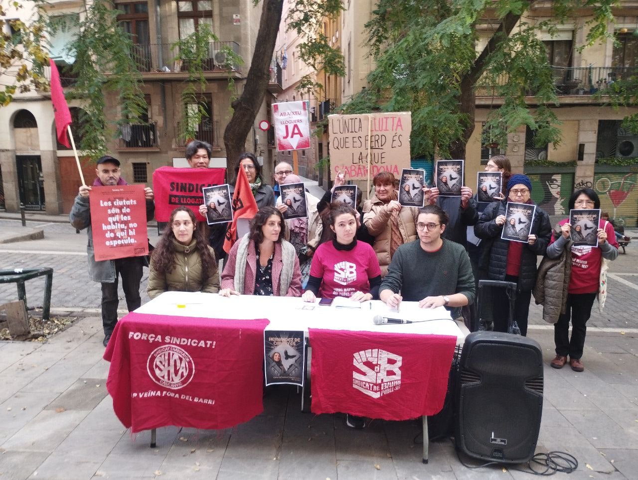 Un moment de la roda de premsa d'aquest dimarts / Sindicat de Llogateres