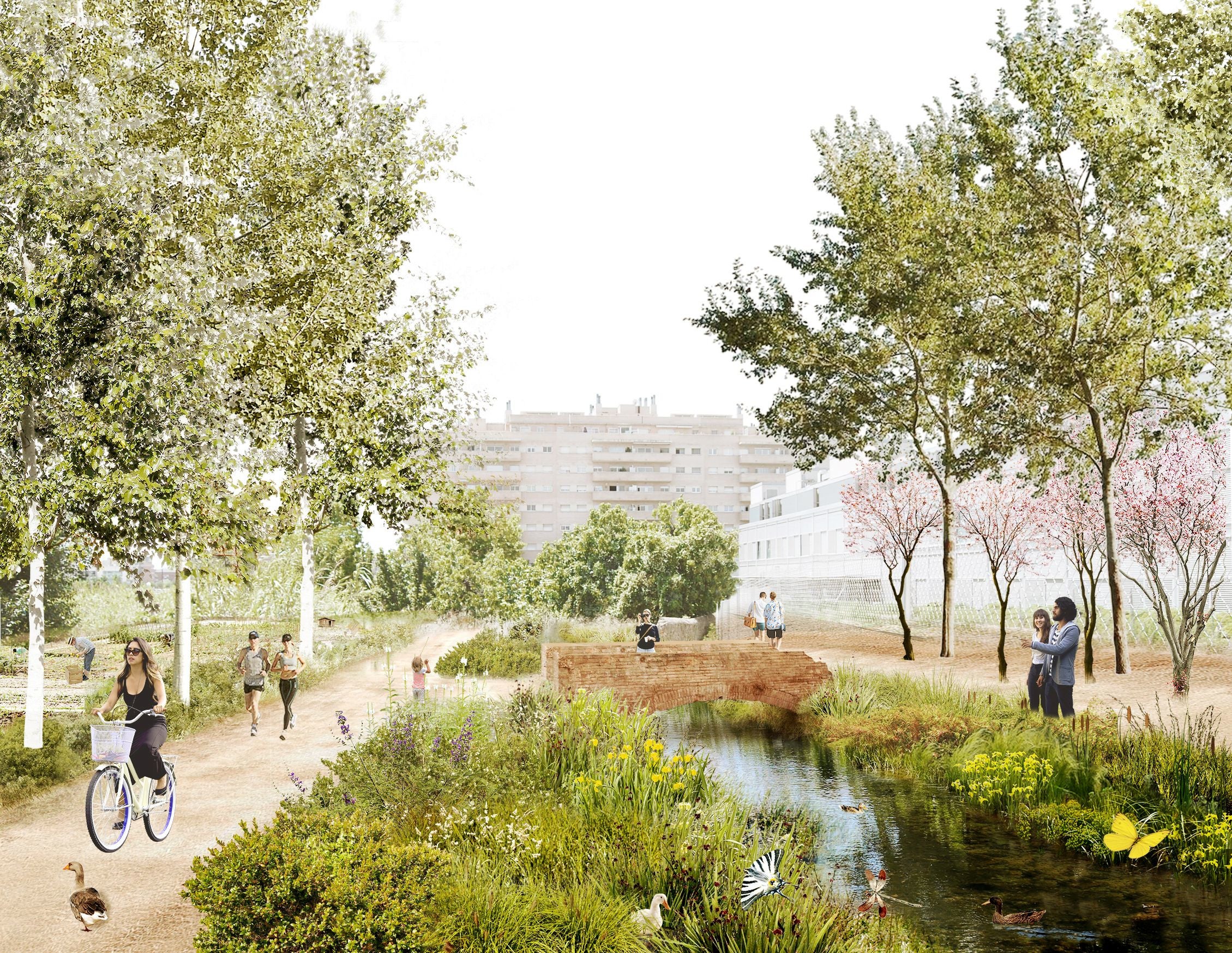 Render del projecte de recuperació del Rec Comtal en un tram a Sant Andreu / Ajuntament de Barcelona