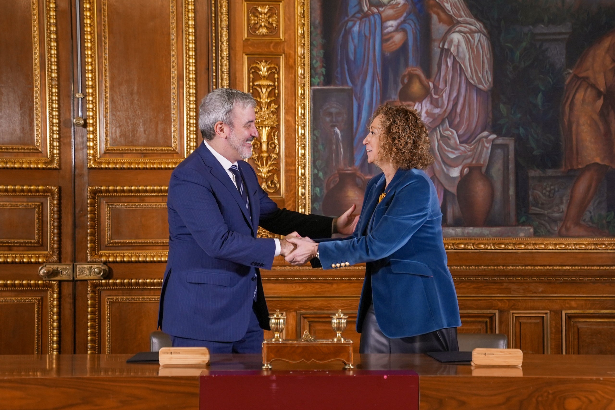 La consellera de Territori de la Generalitat, Ester Capella, i l'alcalde de Barcelona, Jaume Collboni / Generalitat de Catalunya