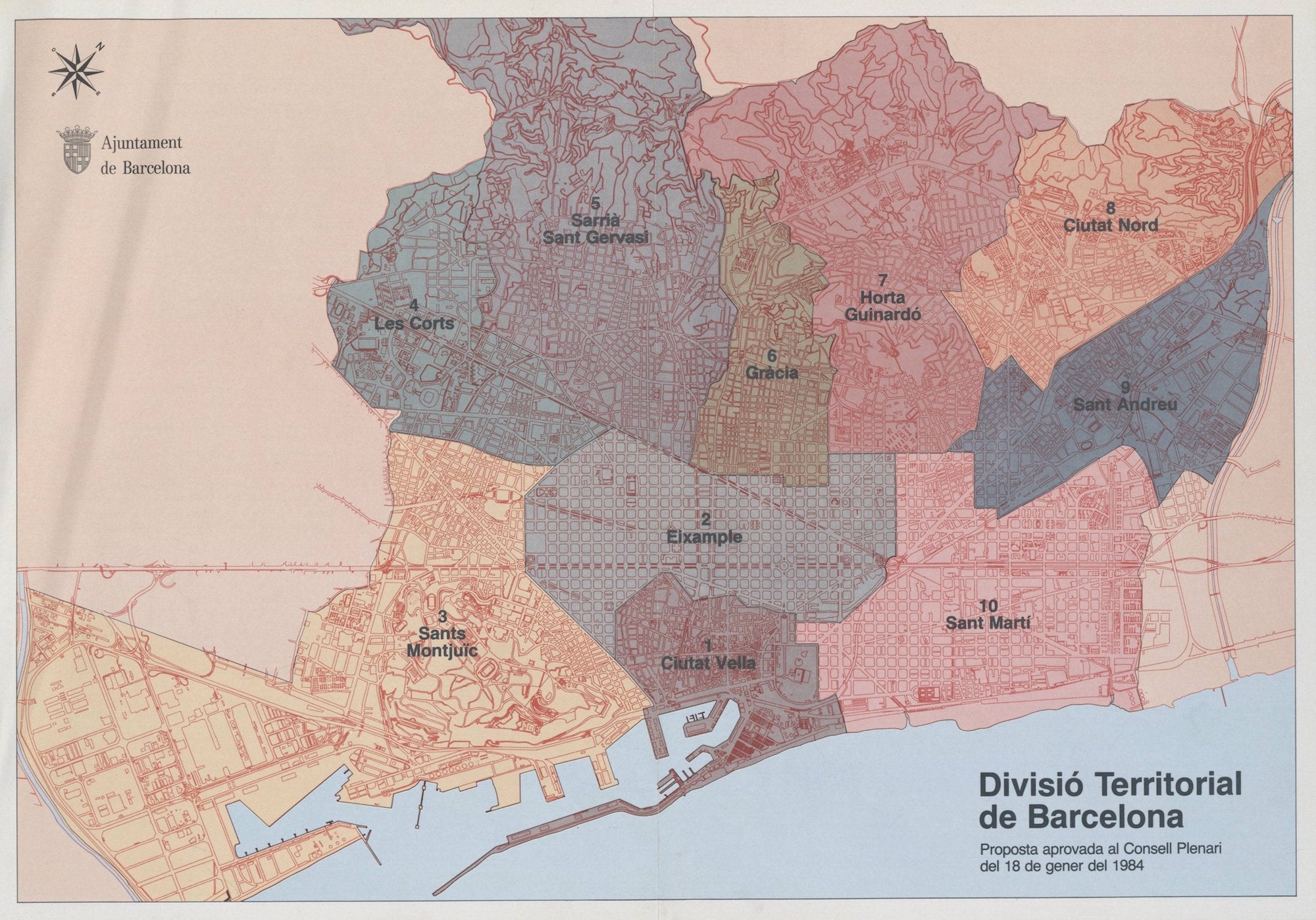La divisió de Barcelona en 10 districtes | Arxiu Històric Ajuntament BCN