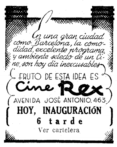 El anuncio publicado en el diario 'La Vanguardia' anunciando la apertura del cine Rex el 24 de diciembre del 1940 / Hemeroteca de La Vanguardia