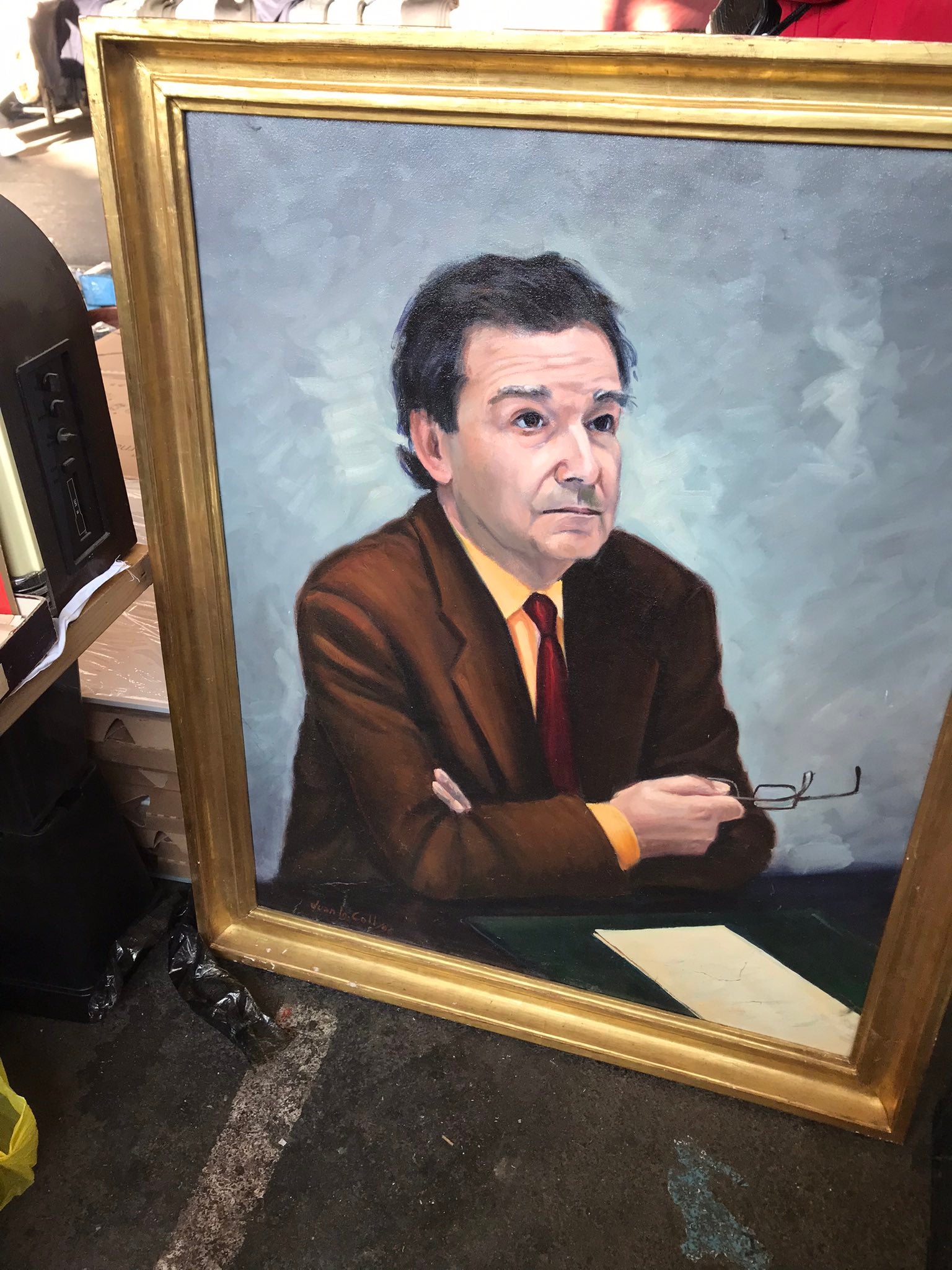 Un dels quadres de Luis Racionero que ninotaire Kap va trobar en una parada del mercat dels Encants / Kap