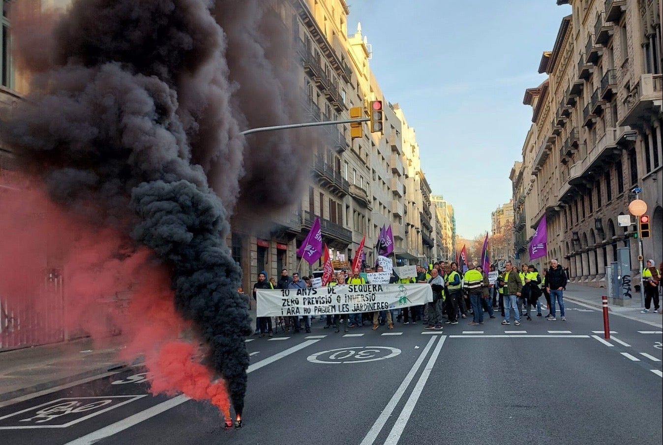 Imatge de la manifestació de treballadors barcelonins de Parcs i Jardins / CGT