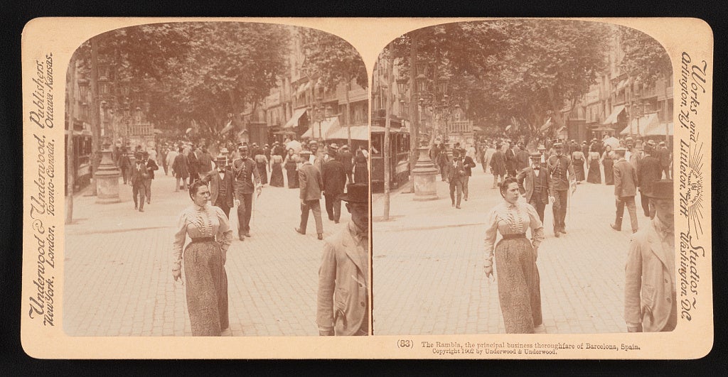 Fotografia antiga de la Rambla publicada per Underwood & Underwood l'any 1902 / Library of Congress