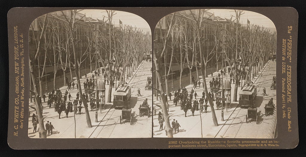 Fotografia antiga de la Rambla publicada per H.C. White Co l'any 1908 / Library of Congress