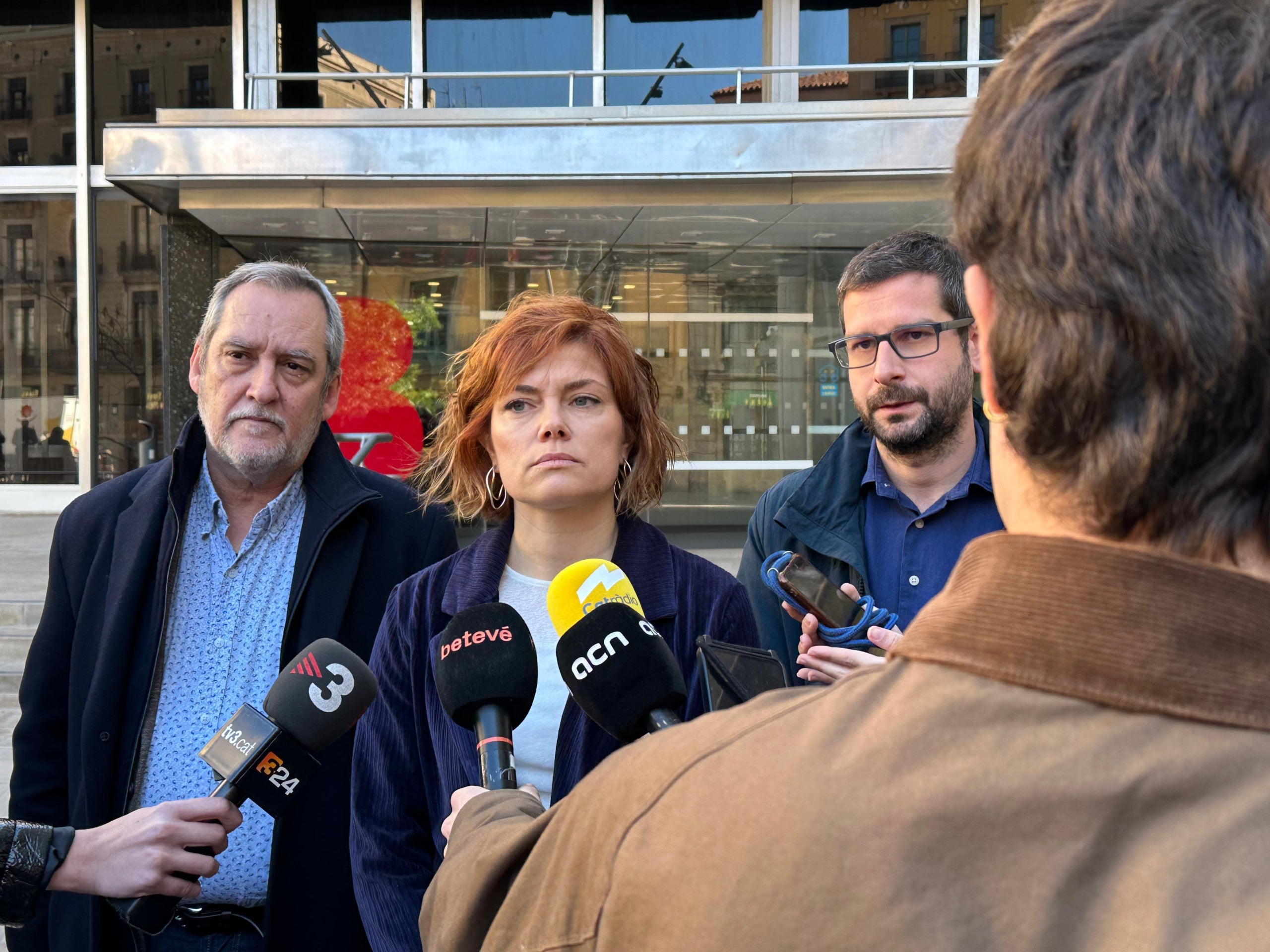 Jordi Coronas, Elisenda Alamany i Jordi Castellana en una roda de premsa / ERC Barcelona