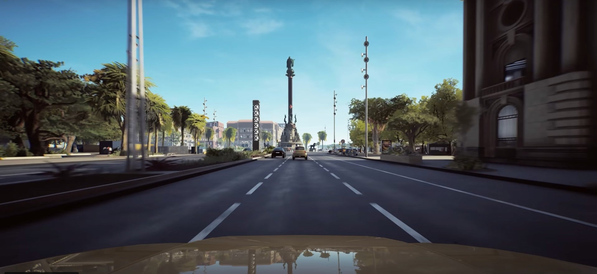 Una imagen del videojuego 'Taxi Life', con el monumento de Colón de fondo / TAXI LIFE