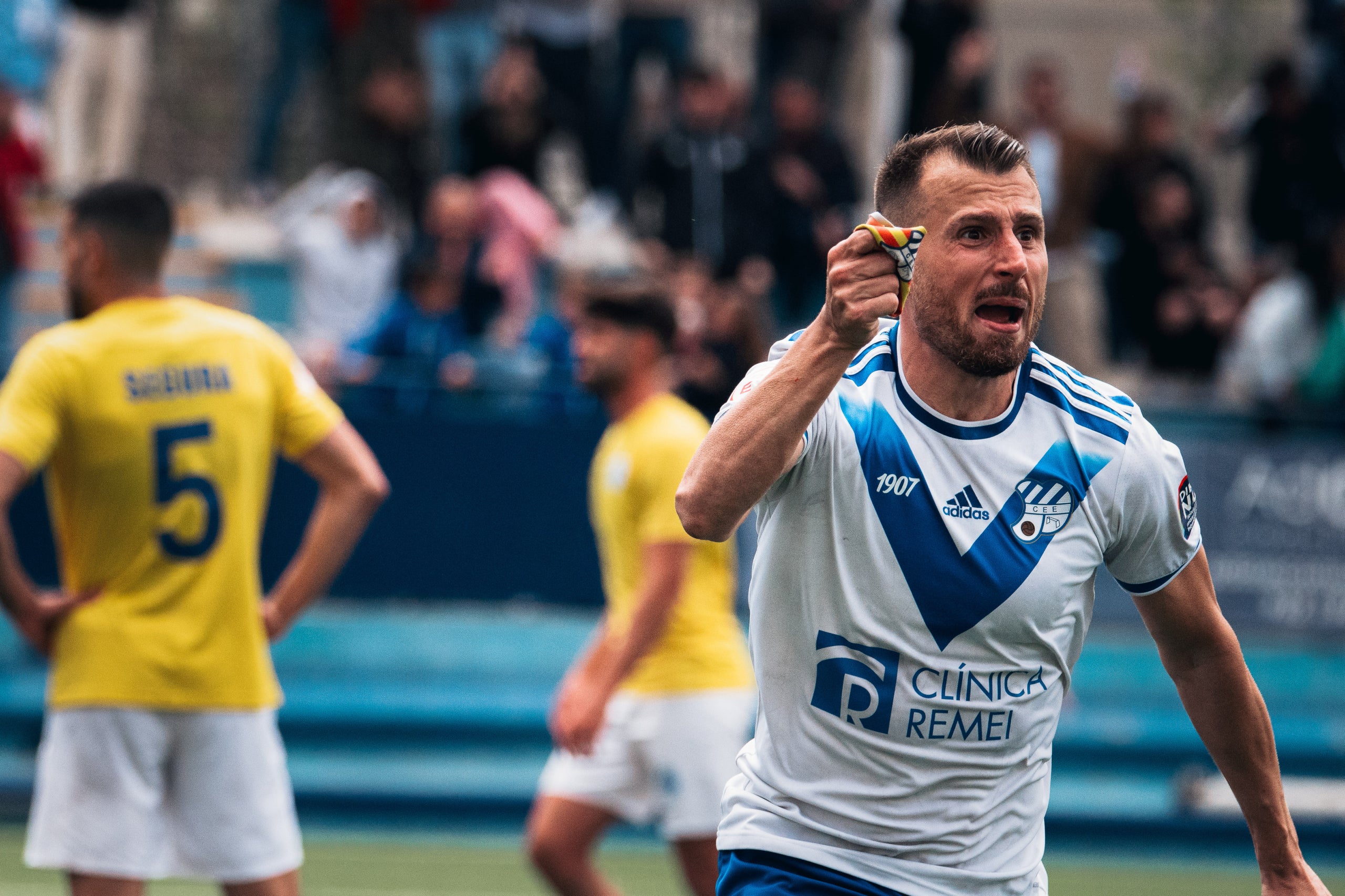 Àlex Cano celebra el gol que va donar la victòria a l'Europa | María Vidal (CE Europa)