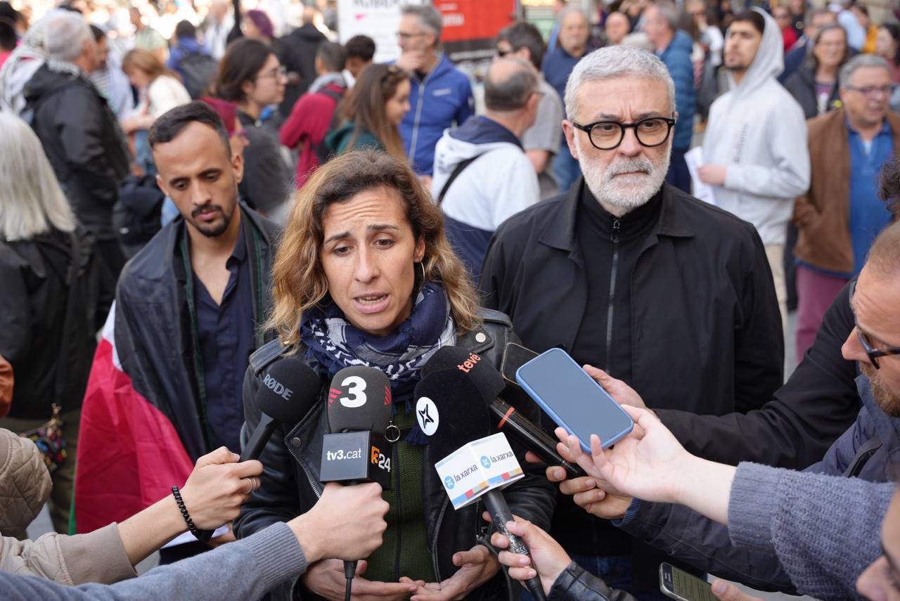 La candidata de la CUP per Barcelona Laia Estrada durant la manifestació per Palestina / Candidatura d'Unitat Popular