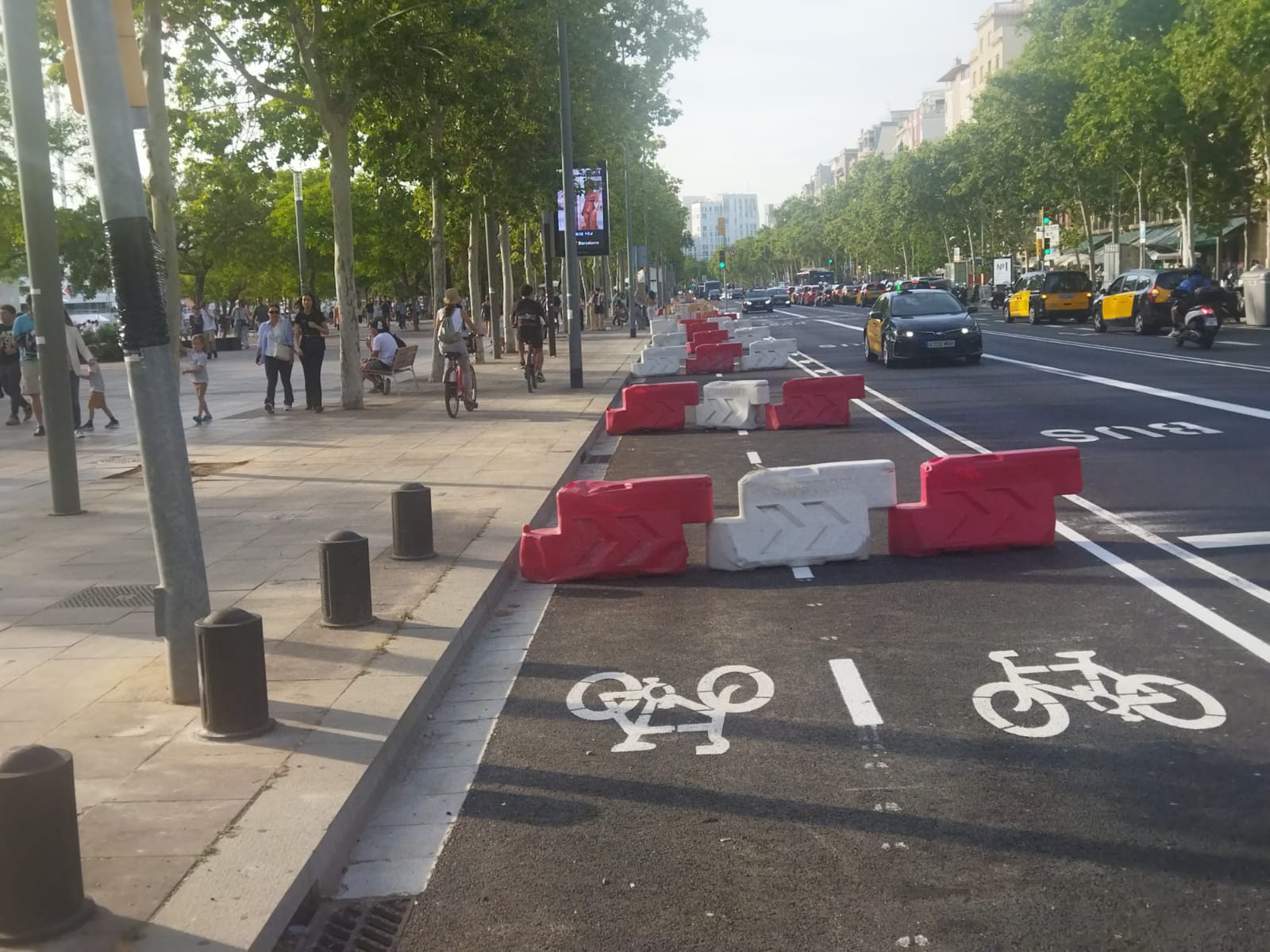 El carril bici del passeig de Joan de Borbó, pràcticament acabat / Jordi Subirana