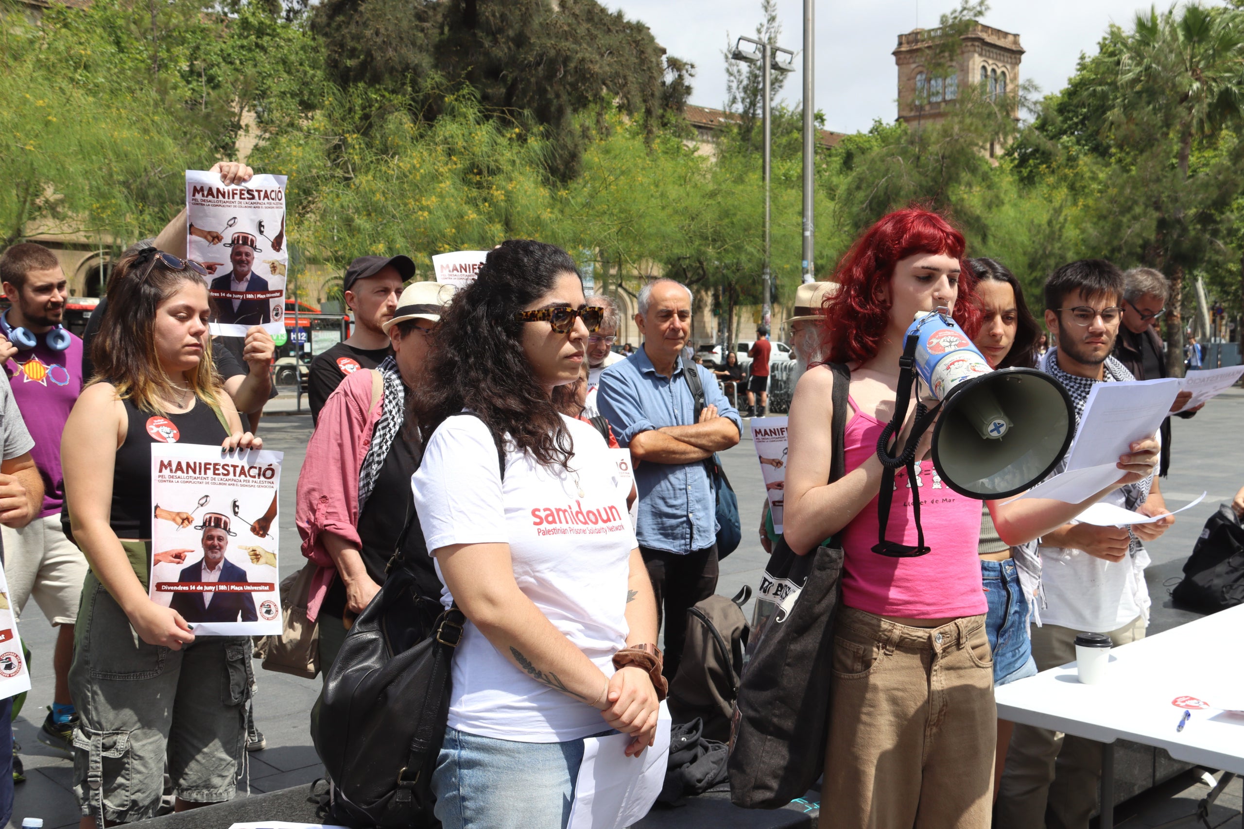 Activistes en suport de Palestina durant una roda de premsa aquest divendres / ACN