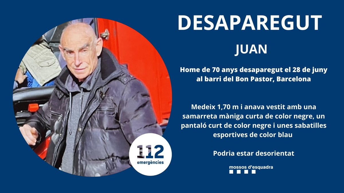 El Juan va desaparèixer el dia 28 de juny al Bon Pastor / Mossos d'Esquadra